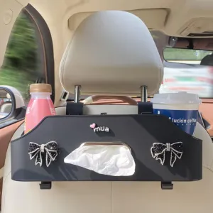 1 Pack Car Tissue Holder, Standard Size Tissue Box Holder for Car Back Seat, Hanging Tissue Bag for Travel Napkin Holder Camping Toilet Paper Holder (D)