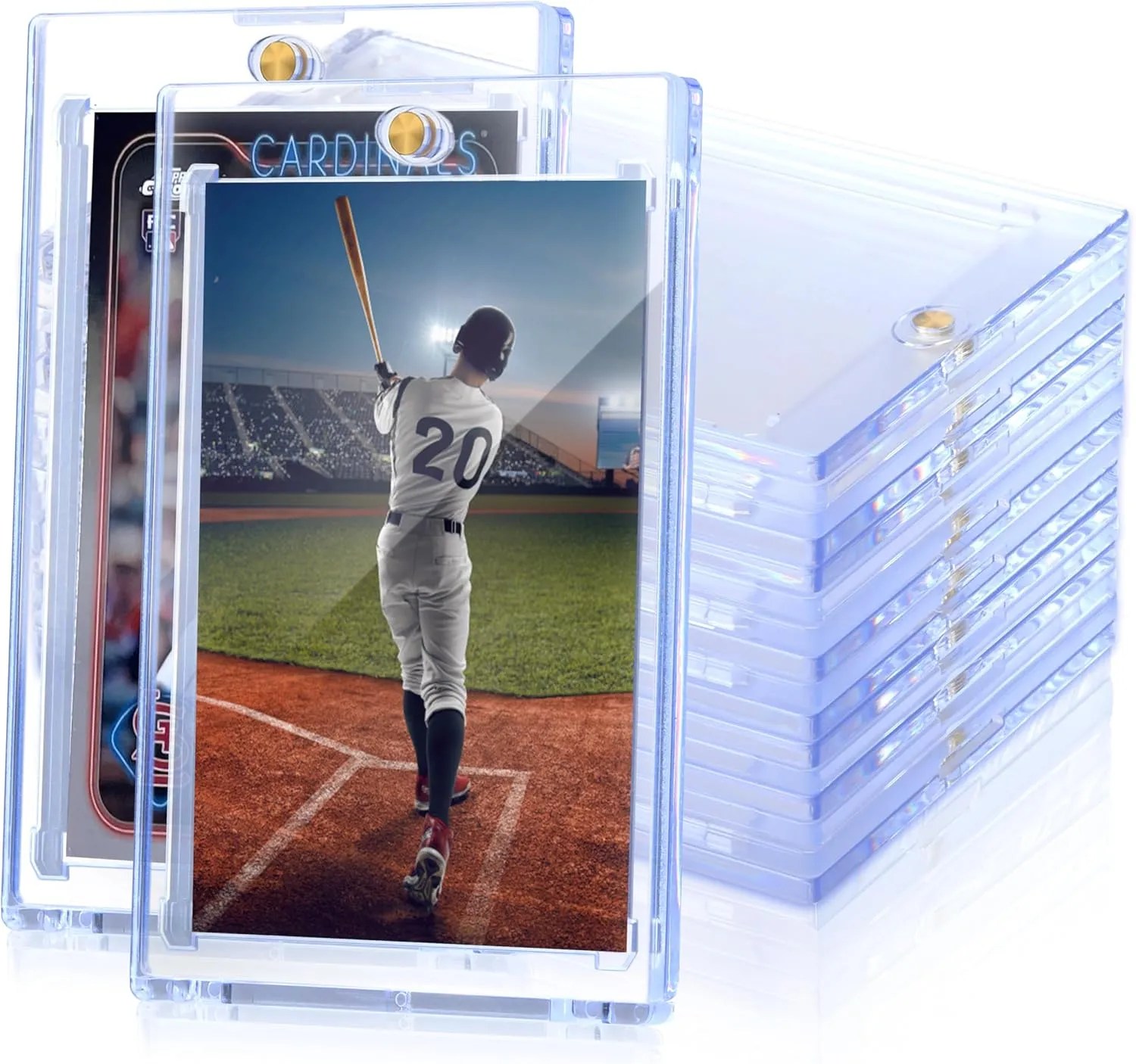 10 Pack 130PT Magnetic Card Holder for Trading Cards, One-Touch Card Case Holder for Baseball Football Sports MTG TCG Collectable Cards (10, 130PT)