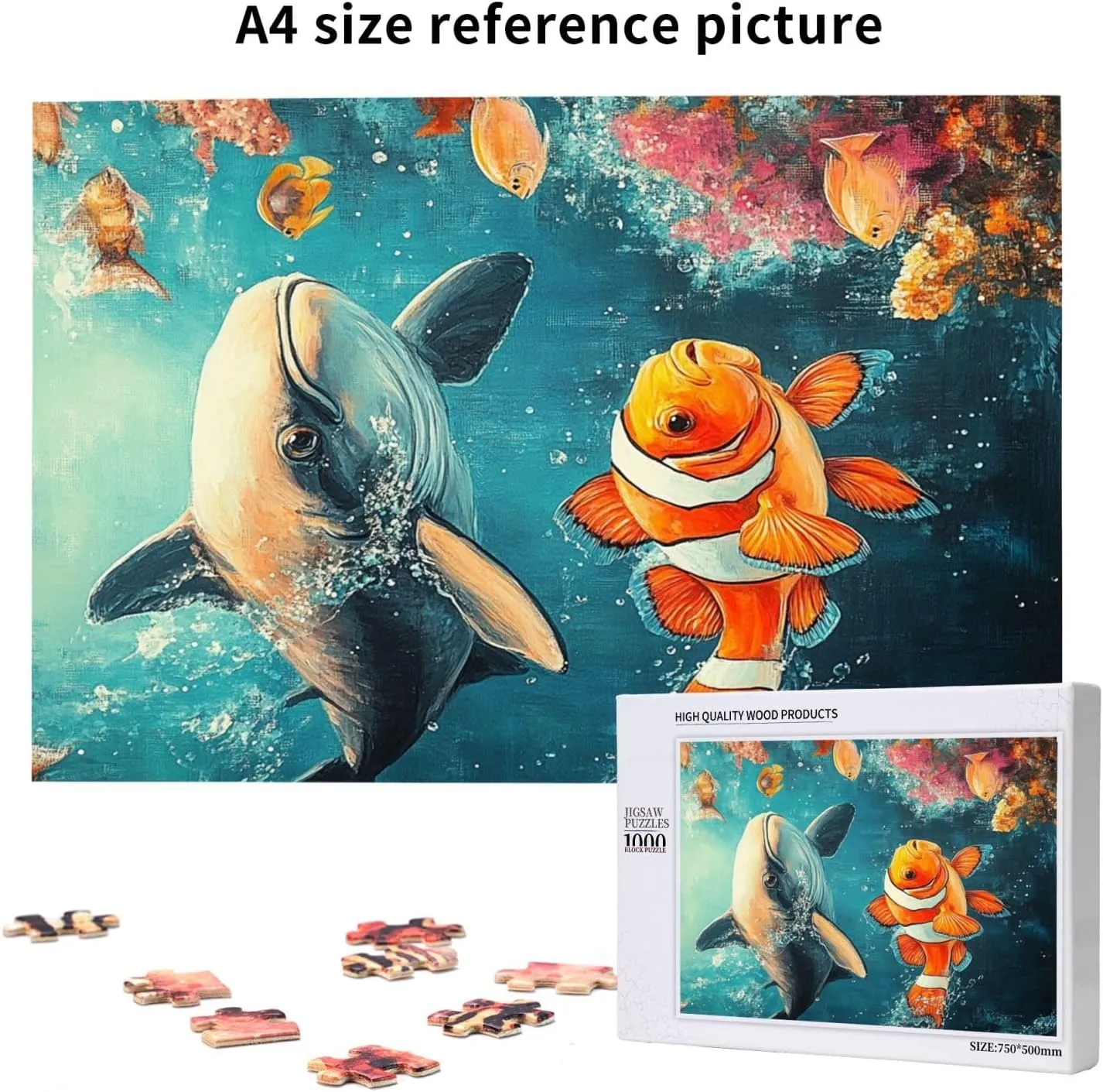 1000 Piece Wooden Jigsaw Puzzle for Adults,Mysterious Deep-Sea Fish with Bioluminescent,Brain Training Challenge,Stress Relief Activity, Enchanting Ocean Artwork,Eco-Friendly Pieces