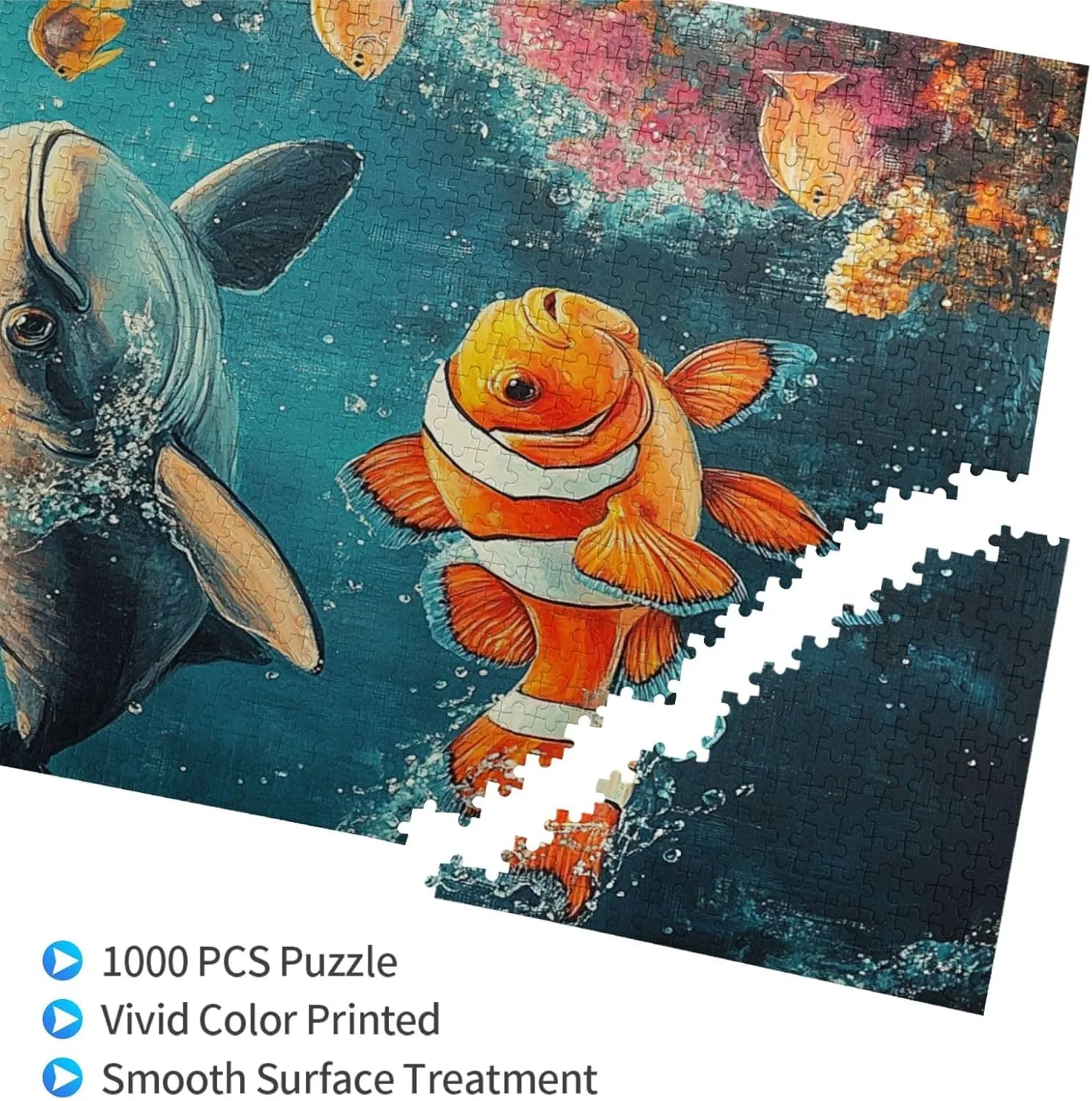 1000 Piece Wooden Jigsaw Puzzle for Adults,Mysterious Deep-Sea Fish with Bioluminescent,Brain Training Challenge,Stress Relief Activity, Enchanting Ocean Artwork,Eco-Friendly Pieces