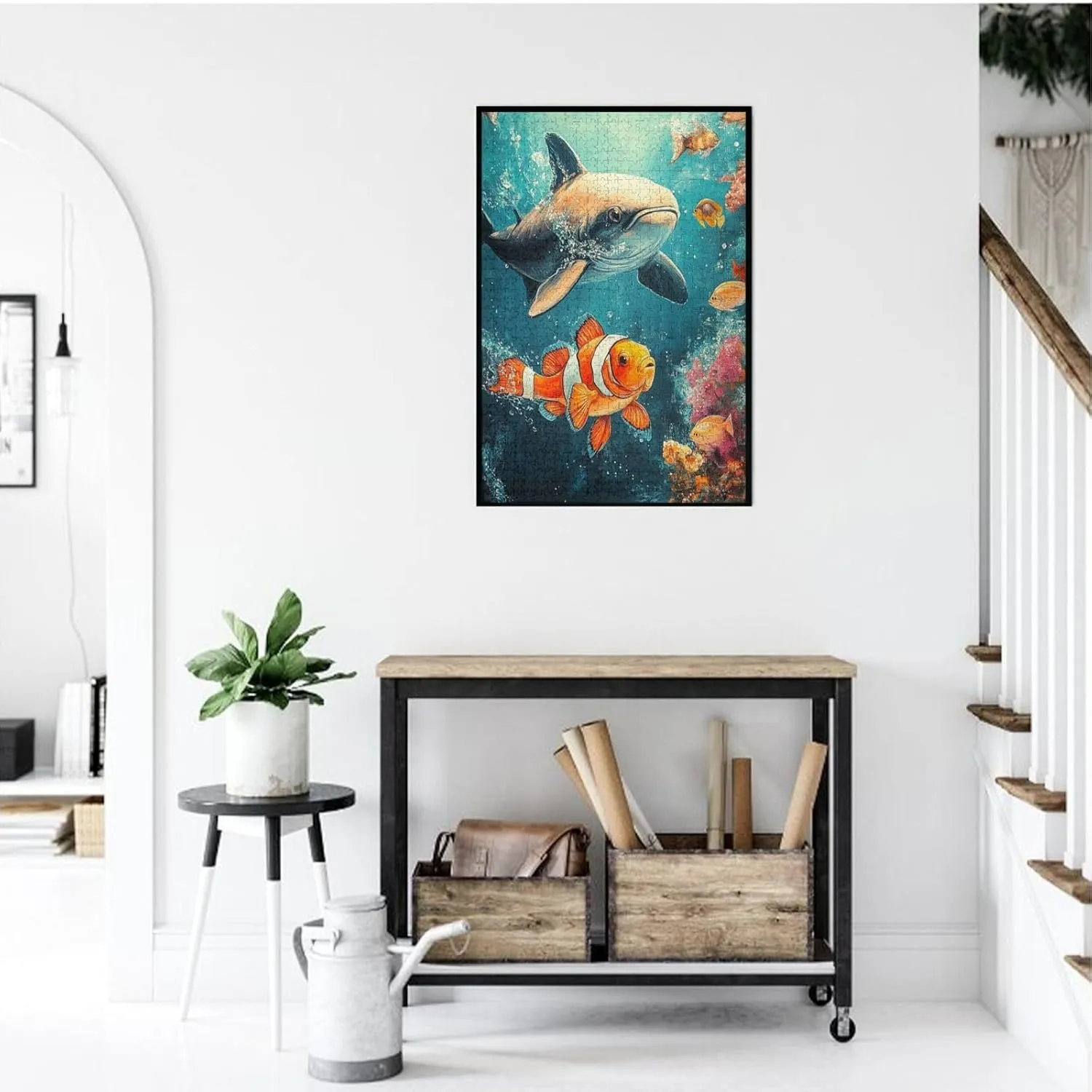 1000 Piece Wooden Jigsaw Puzzle for Adults,Mysterious Deep-Sea Fish with Bioluminescent,Brain Training Challenge,Stress Relief Activity, Enchanting Ocean Artwork,Eco-Friendly Pieces