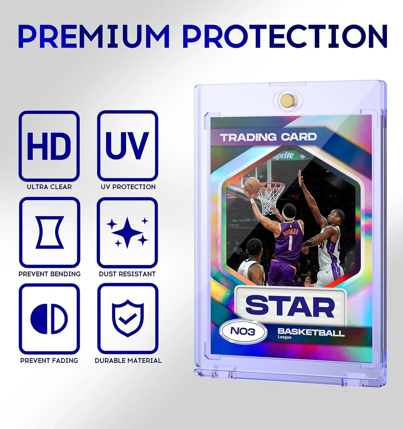 100ct Magnetic Card Holder, 35pt One Touch Card Holder, U-V Protectors Hard Plastic for Trading Cards, Magnet Case, Sports, Football, Baseball Cards Holder