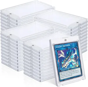 100ct Magnetic Holders for Trading Cards, 35pt Acrylic Protectors, Baseball Display Case Fit for Sports, MTG, Standard Cards (Clear)