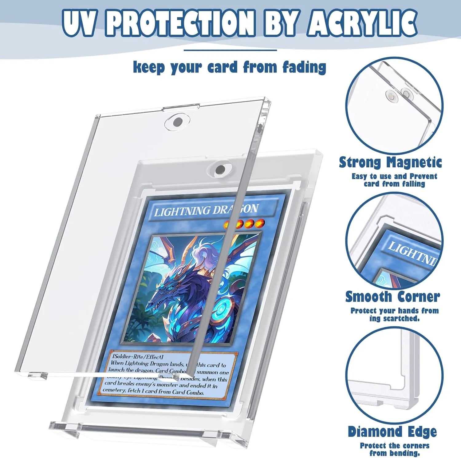 100ct Magnetic Holders for Trading Cards, 35pt Acrylic Protectors, Baseball Display Case Fit for Sports, MTG, Standard Cards (Clear)