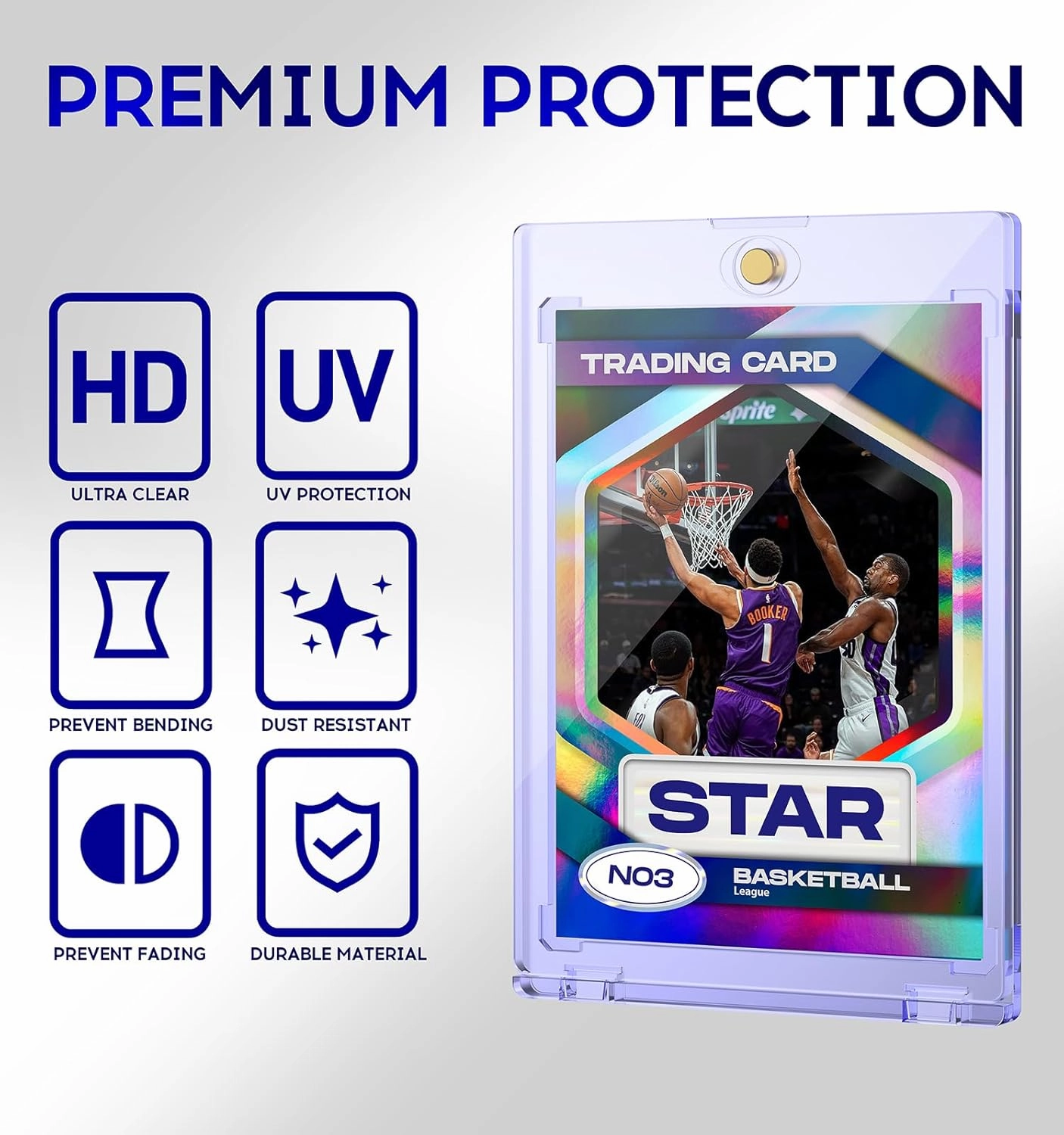100ct Magnetic Card Holder, 35pt One Touch Card Holder, U-V Protectors Hard Plastic for Trading Cards, Magnet Case, Sports, Football, Baseball Cards Holder