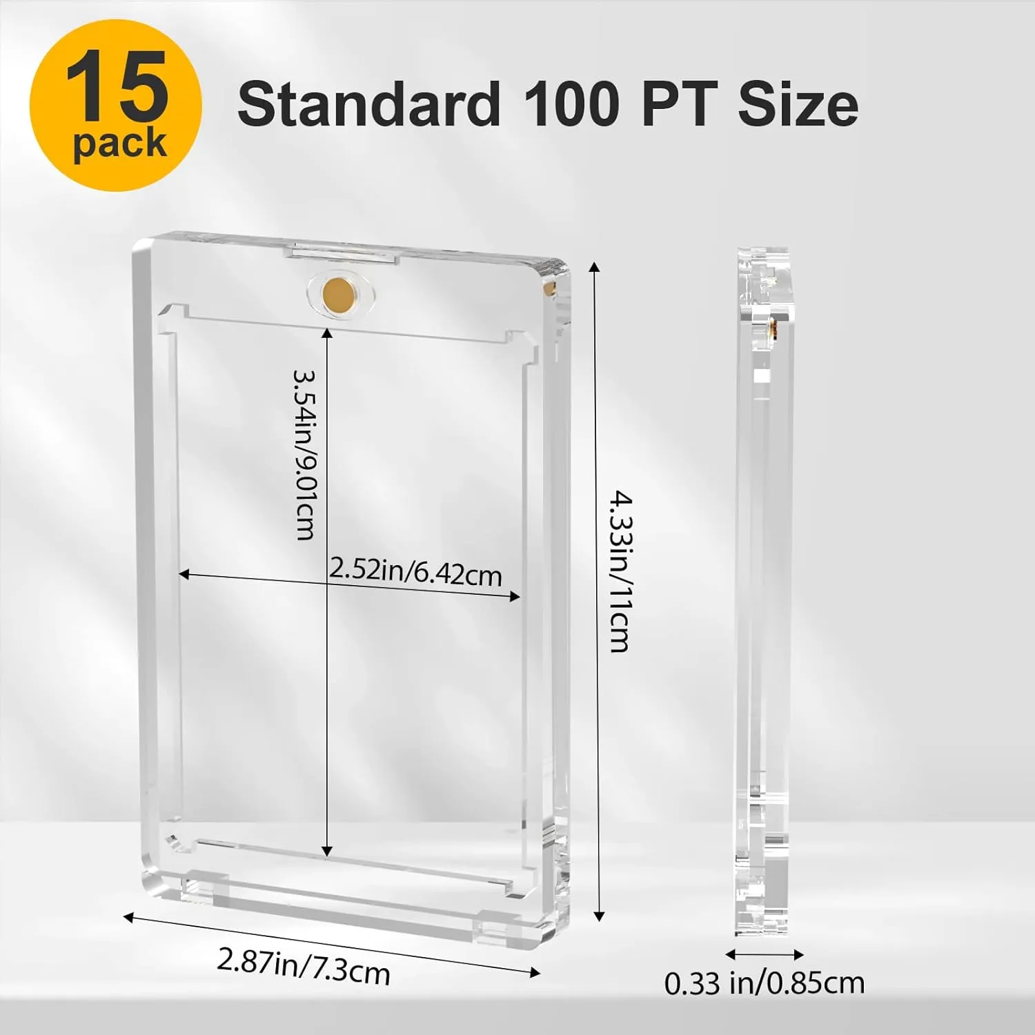 100PT Magnetic Card Holder for Trading Cards, 15 Pack One Card Touch Holder, U-V Protection Baseball Card Display Case Hard Plastic Protector for Basketball Sports Game