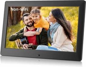 10.1 Inch USB Digital Picture Frame, Non-WiFi SD Card Smart Photo Frames IPS Screen HD Display with Remote Control, Support Video and Music, Slideshow, Wall Mountable, Easy to use for Seniors