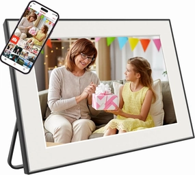 10.6 Inch Digital Photo Frame with 64GB Storage, 1920x1280 Resolution, Touch Screen, Frameo App for Instant Photo & Video Sharing Anywhere, Supports SD Card & USB Upload, Auto Rotate.