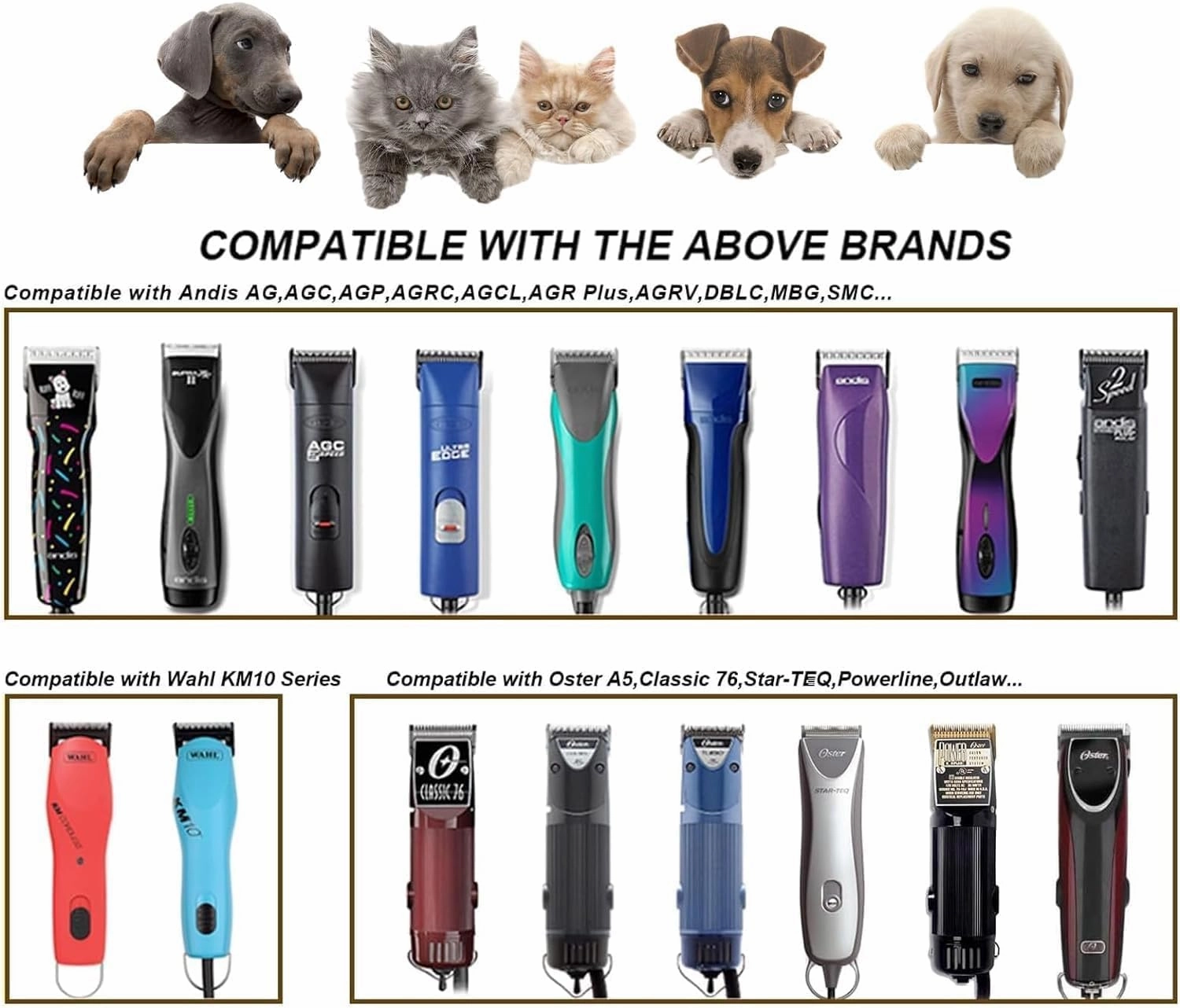 10 Blades Dog Grooming Blades Compatible with Andis,Oster A5,Wahl km10 Dog Clippers, Detachable Dog Clipper Replacement Blade for Dog Cat Horse Animal,Size :7PCS-#10 30 40 3FC 4FC 5FC 7FC