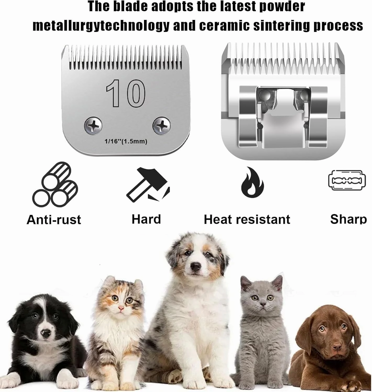 10 Blades Dog Grooming Blades Compatible with Andis,Oster A5,Wahl km10 Dog Clippers, Detachable Dog Clipper Replacement Blade for Dog Cat Horse Animal,Size :7PCS-#10 30 40 3FC 4FC 5FC 7FC
