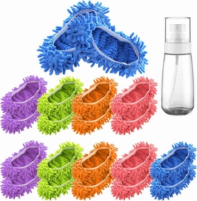 10 Pairs 20 PCS Mop Slippers for Floor Cleaning Supplies Washable Mopping Slippers Mop Socks Reusable Shoes Cover for Mop Shoes Microfiber Foot Socks 1PCS 3.4oz TSA Approved Travel Spray Bottle
