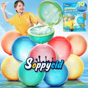 10Pcs Reusable Water Balloon Pool Toys,Refillable Magnetic Water Ball for Beach,Quick Fill & Self-Sealing Water Bombs for Kids Outdoor Backyard Summer Activities Water Games (10-pcs)