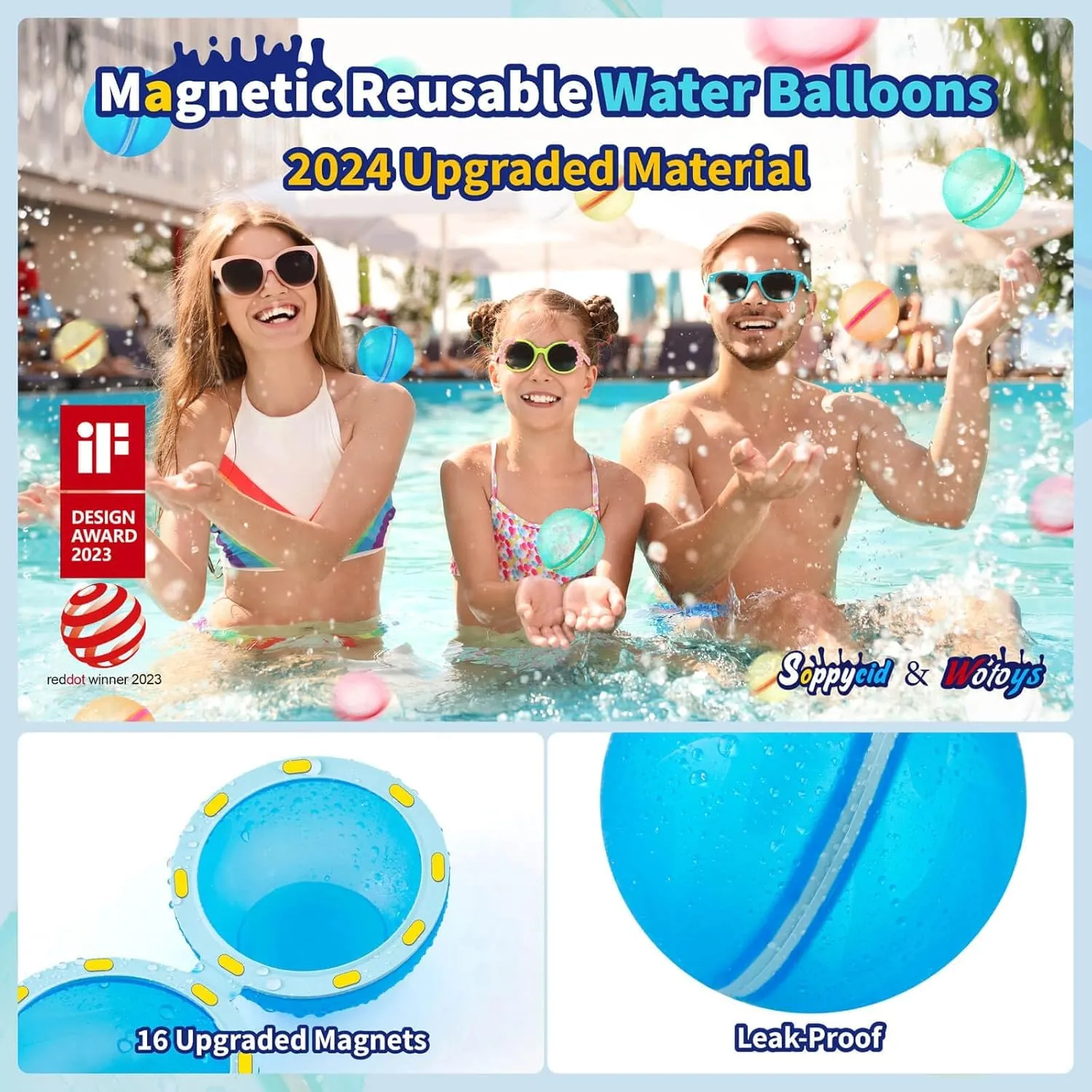 10Pcs Reusable Water Balloon Pool Toys,Refillable Magnetic Water Ball for Beach,Quick Fill & Self-Sealing Water Bombs for Kids Outdoor Backyard Summer Activities Water Games (10-pcs)