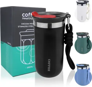 11 Oz Travel Coffee Mug - Insulated Reusable Stainless Steel Mug with Lid - Spill Proof for Hot and Iced Drinks