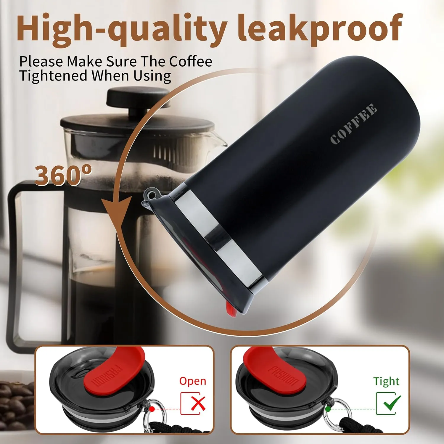 11 Oz Travel Coffee Mug - Insulated Reusable Stainless Steel Mug with Lid - Spill Proof for Hot and Iced Drinks
