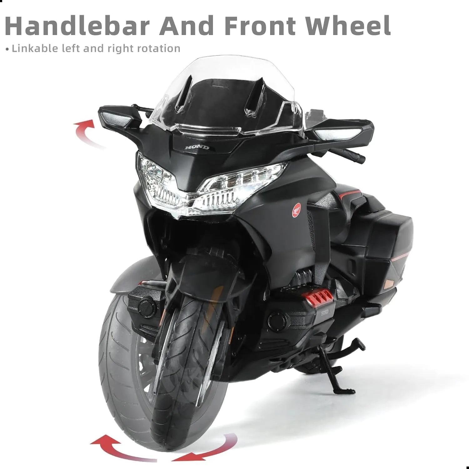 1:12 Motorcycle Model Toy for Honda Glodwing Metal Die-cast with Plastic Motorcycle Model for Welly No Assembly Required Mini Finished Moto Gift for Adult（Black）