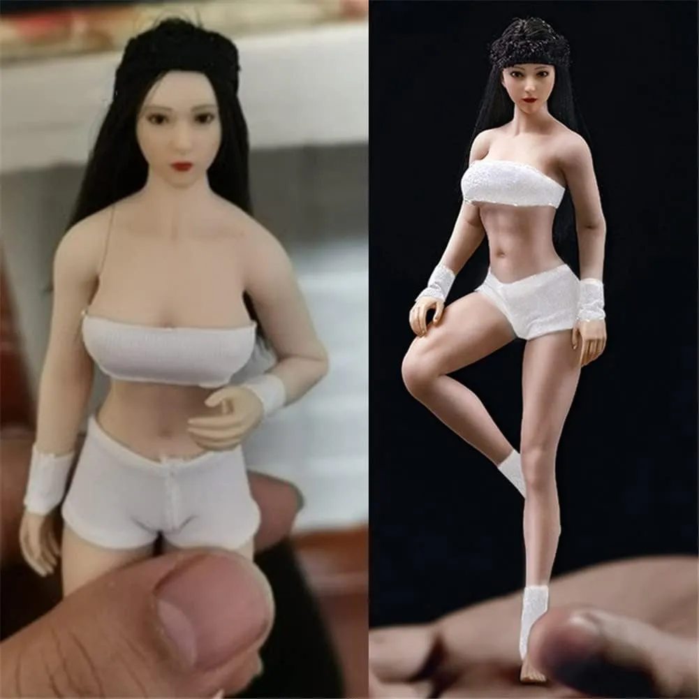1/12 Scale Action Figure,6inch Male/Female Super-Flexible Seamless Body Doll Toy Collection (T01A Pale Skin Female Action Figure)