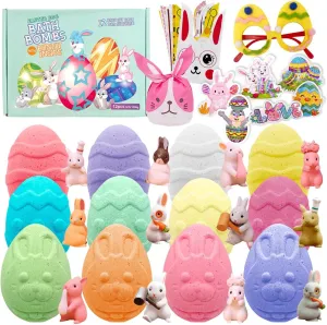 12 Pack Easter Egg Bath Bombs Gift Set for Kids with Surprise Inside, Kids Bath Bombs with Surprise Inside for Easter Hunt, Easter Basket Stuffers…