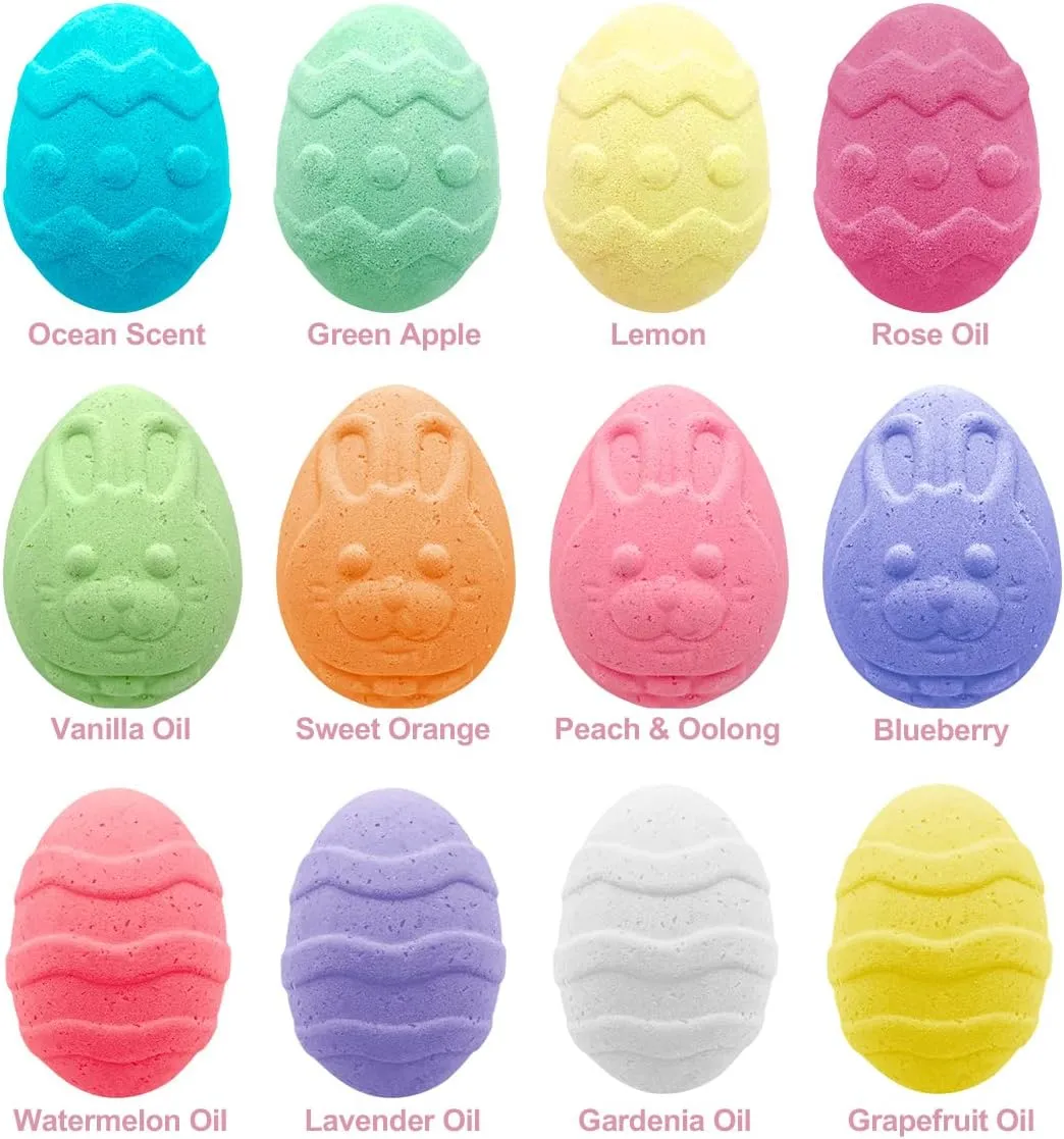 12 Pack Easter Egg Bath Bombs Gift Set for Kids with Surprise Inside, Kids Bath Bombs with Surprise Inside for Easter Hunt, Easter Basket Stuffers…