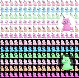 120 Pcs Luminous Mini Resin Unicorn Figurines, Glow in The Dark Resin Unicorn Tiny Unicorn Miniature Figurines for Micro Dollhouse Decorations DIY Hide Seek