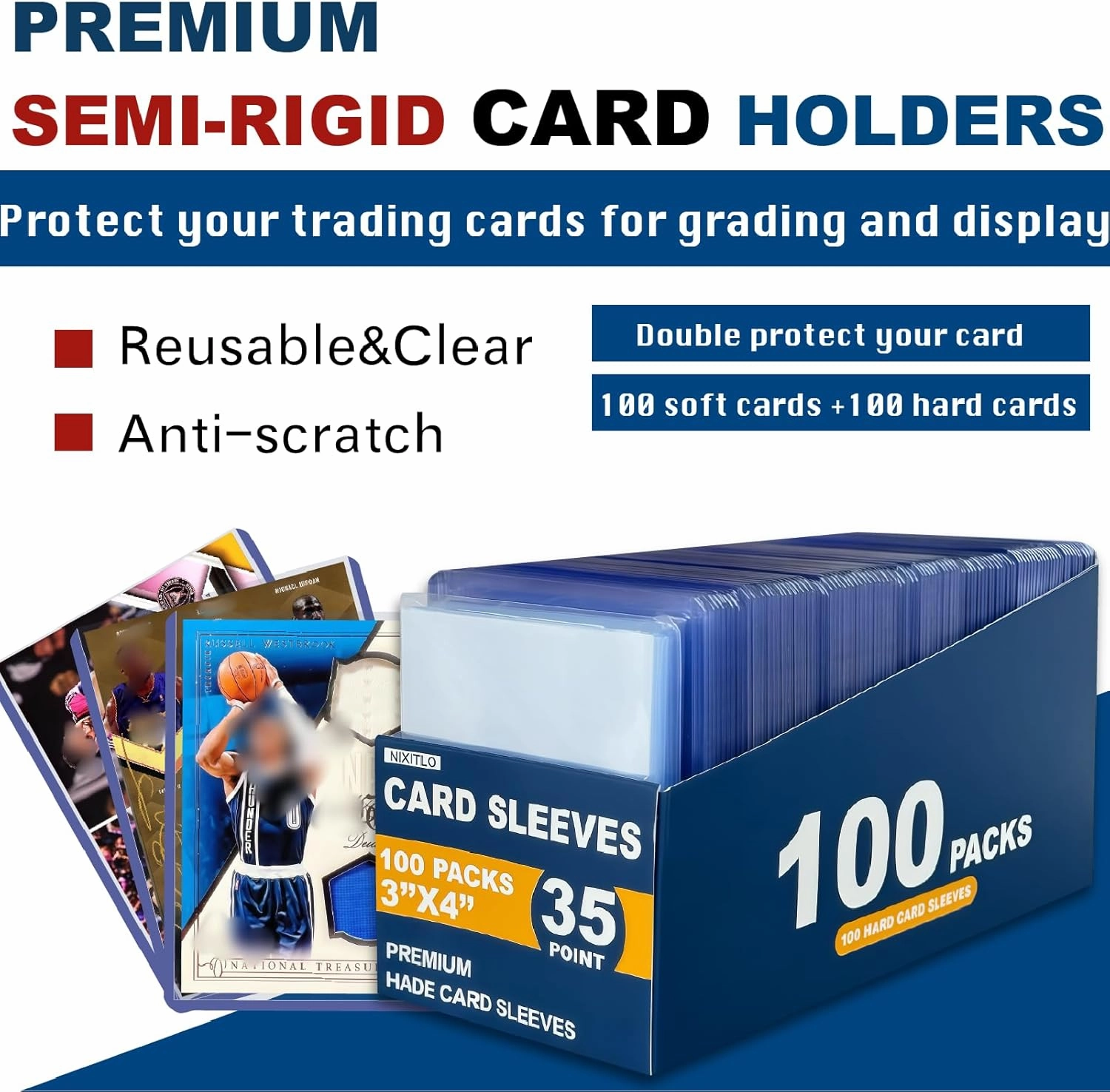 1200 Card Sleeves Top Loaders for Cards for Baseball, Football, MTG Cards, Ultra-Clear Protectors for Trading Collectibles (600 Hard Sleeves 600 Soft Sleeve)