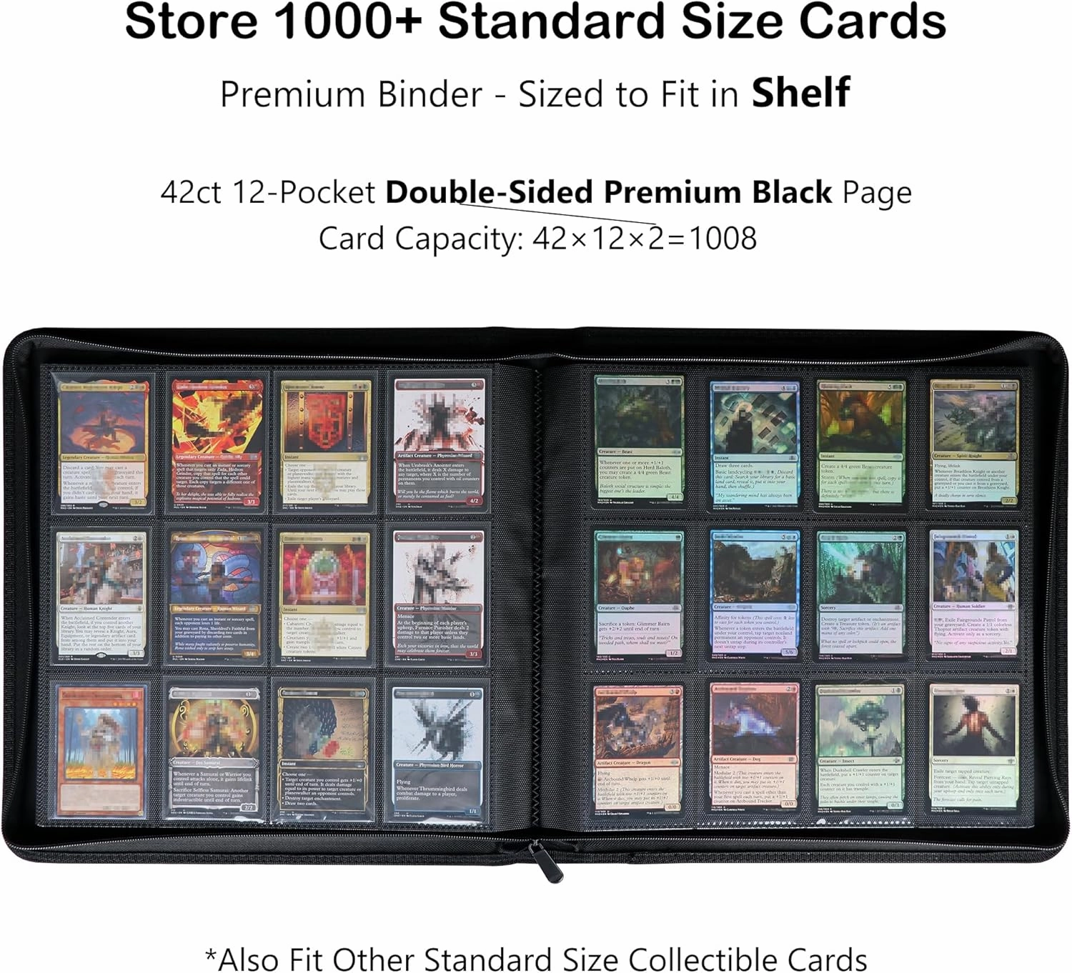 12 Pocket Card Binder, Fits 1008 Trading Cards Side Loading Ringless Card Album for TCG and Sports Cards
