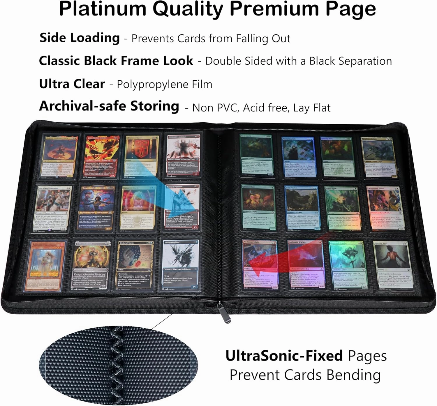 12 Pocket Card Binder, Fits 1008 Trading Cards Side Loading Ringless Card Album for TCG and Sports Cards