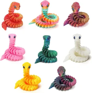 12in 3D Printed Snake Toys, 3D Printed Animals, Flexible 3D Printed Snake Stuff, Decorative for Boys Kids Home Decor Christmas Fidget Toys Gifts Halloween Decorations (8 pcs)