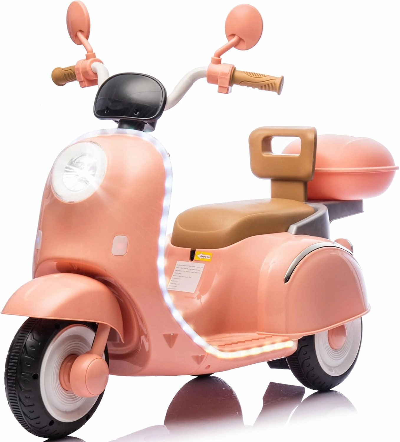 12V 2 Seater Dual Motor Kids Motorcycle, Girls Ride on Toys with Storage Compartments, Kids Ride On Car for Boys Girls, Anti-Slip & Backrest, USB, Bluetooth, Waterfall Light, Pink