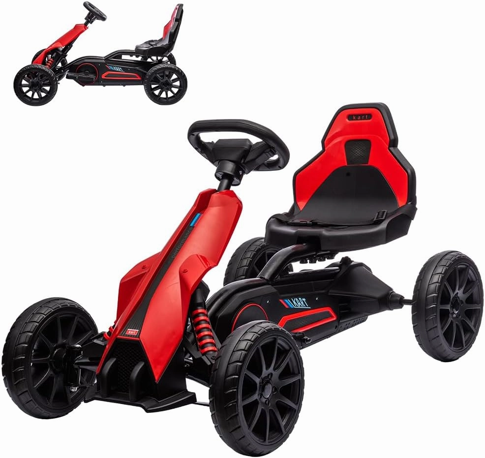 12V Electric Go Kart for Toddlers – Drift Kart with 7Ah Battery, 35W Motor, Adjustable Speed (Up to 2.8 Mph), 66 Lbs Load Capacity – Perfect Electric Vehicle Toy for Kids’ Gifts,Red