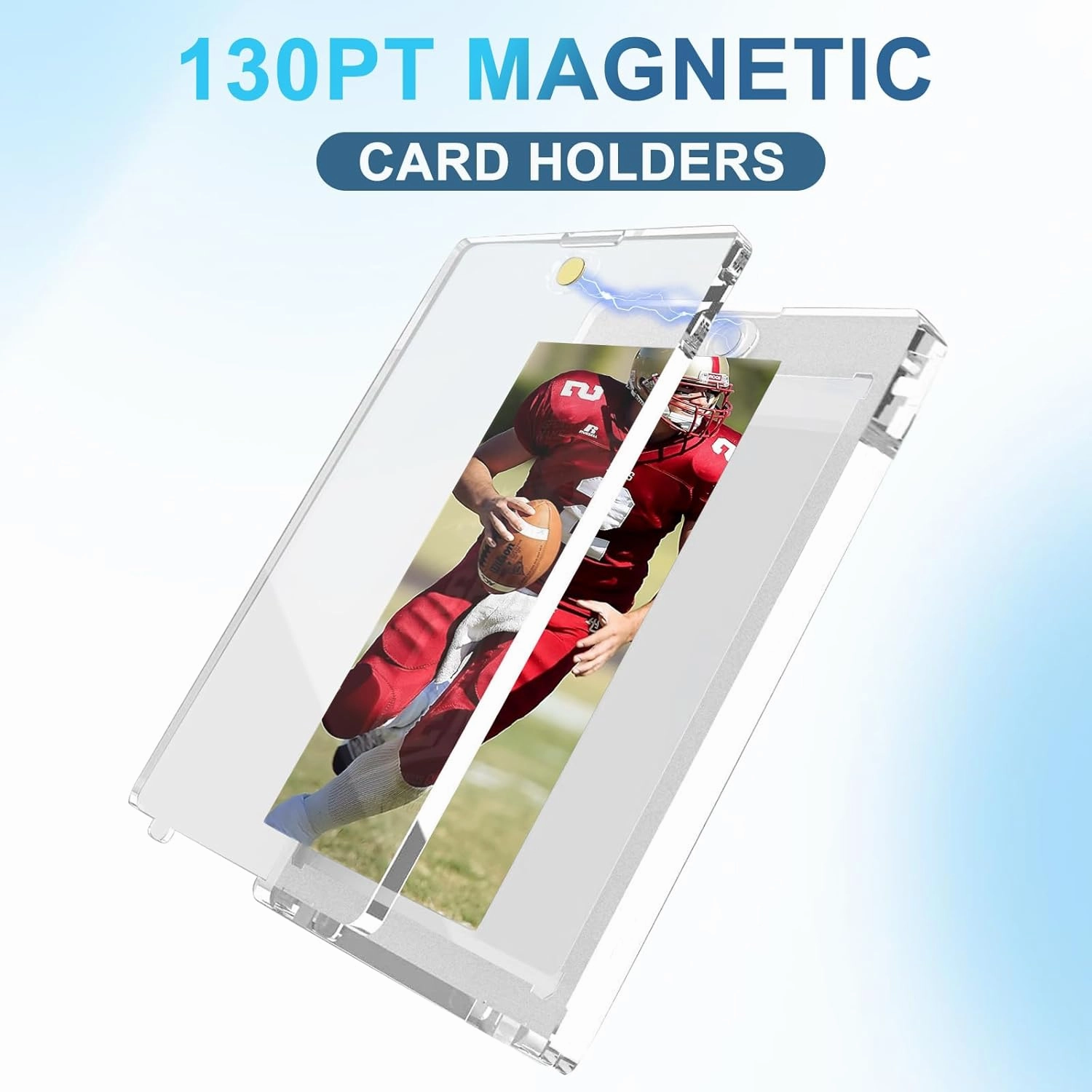130pt Magnetic Card Holders, 30ct One Card Touch Holder for Trading Cards, Baseball Card Protectors Hard Plastic, Magnetic Thick Card Display Case for Sports Cards, Game Cards