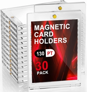 130pt Magnetic Card Holders, 30ct One Card Touch Holder for Trading Cards, Baseball Card Protectors Hard Plastic, Magnetic Thick Card Display Case for Sports Cards, Game Cards