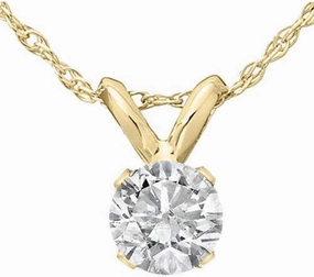 14k White or Yellow Gold 1/2 Ct T.W. Diamond Round-Cut Solitaire Pendant Women's Necklace With 18" 14k Gold Chain
