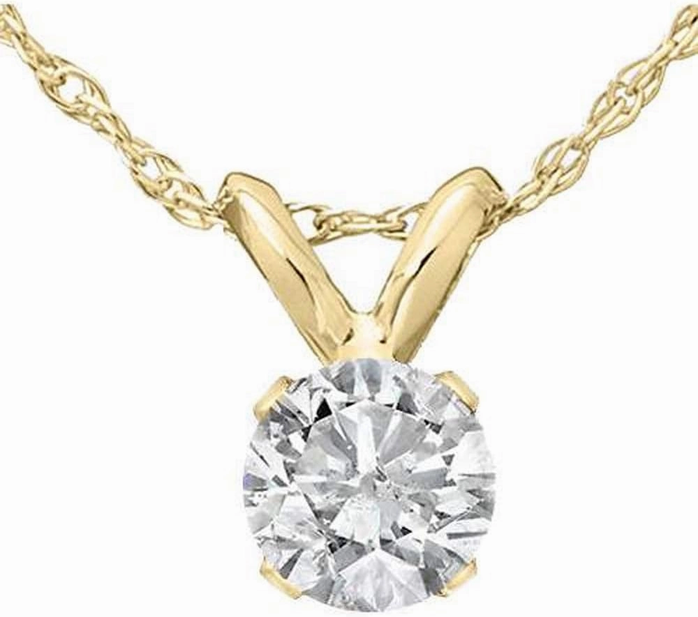 14k White or Yellow Gold 1/2 Ct T.W. Diamond Round-Cut Solitaire Pendant Women's Necklace With 18" 14k Gold Chain