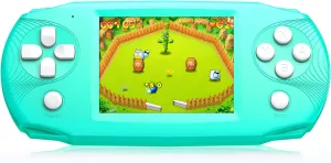 16 Bit Handheld Game Console, 3.2'' IPS HD Big Screen, 100 Preloaded Games, Blue, Kids 4-14 Years, Adventure Theme