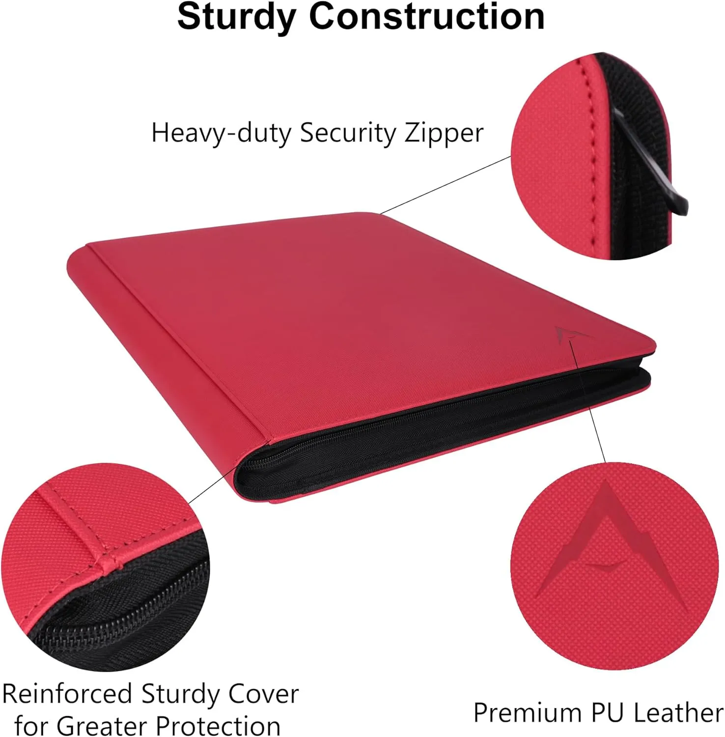 16 Pocket Card Binder, Fits 1344 Trading Cards Side Loading Ringless Card Album for TCG and Sports Cards -Red
