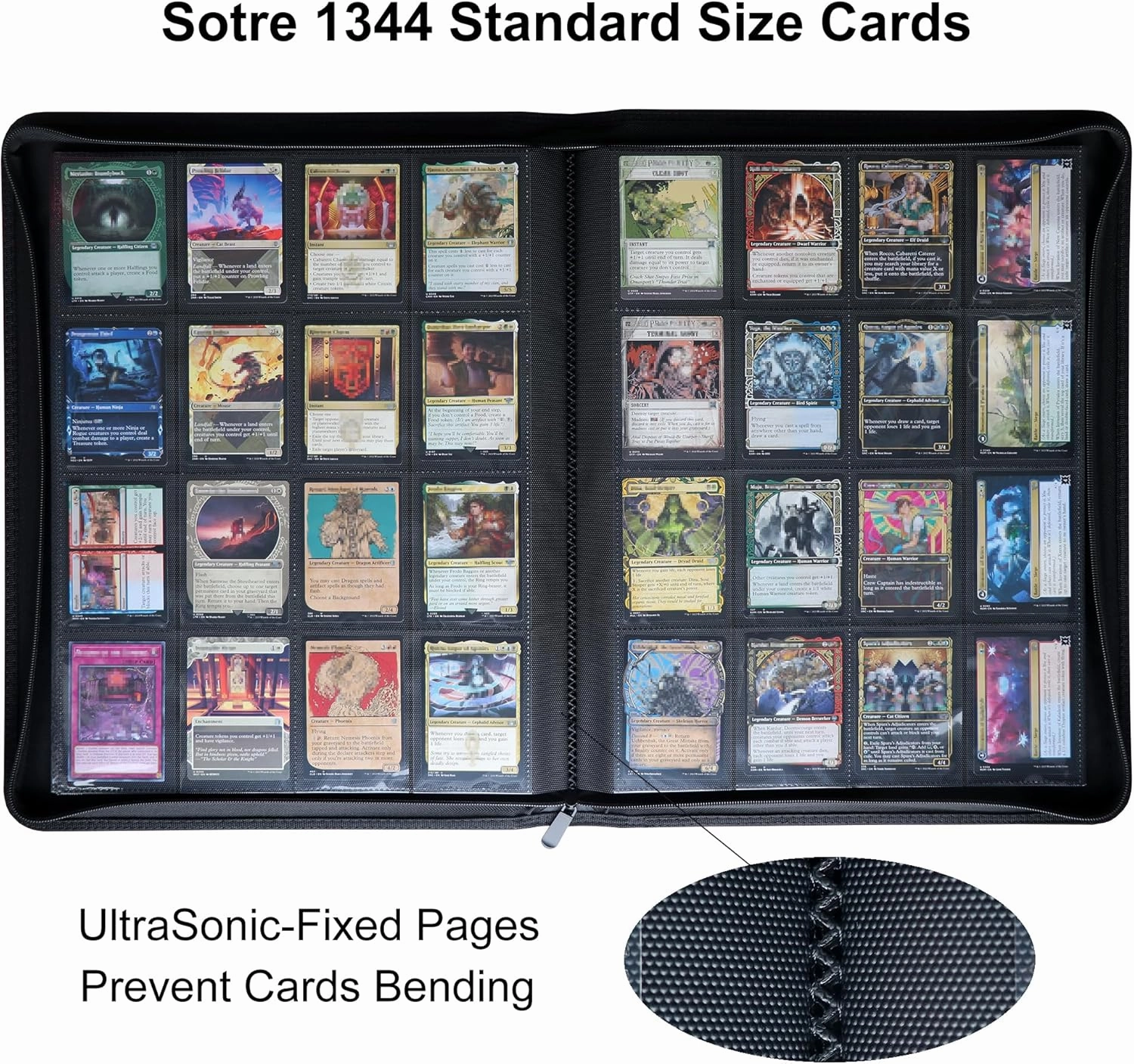 16 Pocket Card Binder, Fits 1344 Trading Cards Side Loading Ringless Card Album for TCG and Sports Cards -Blue