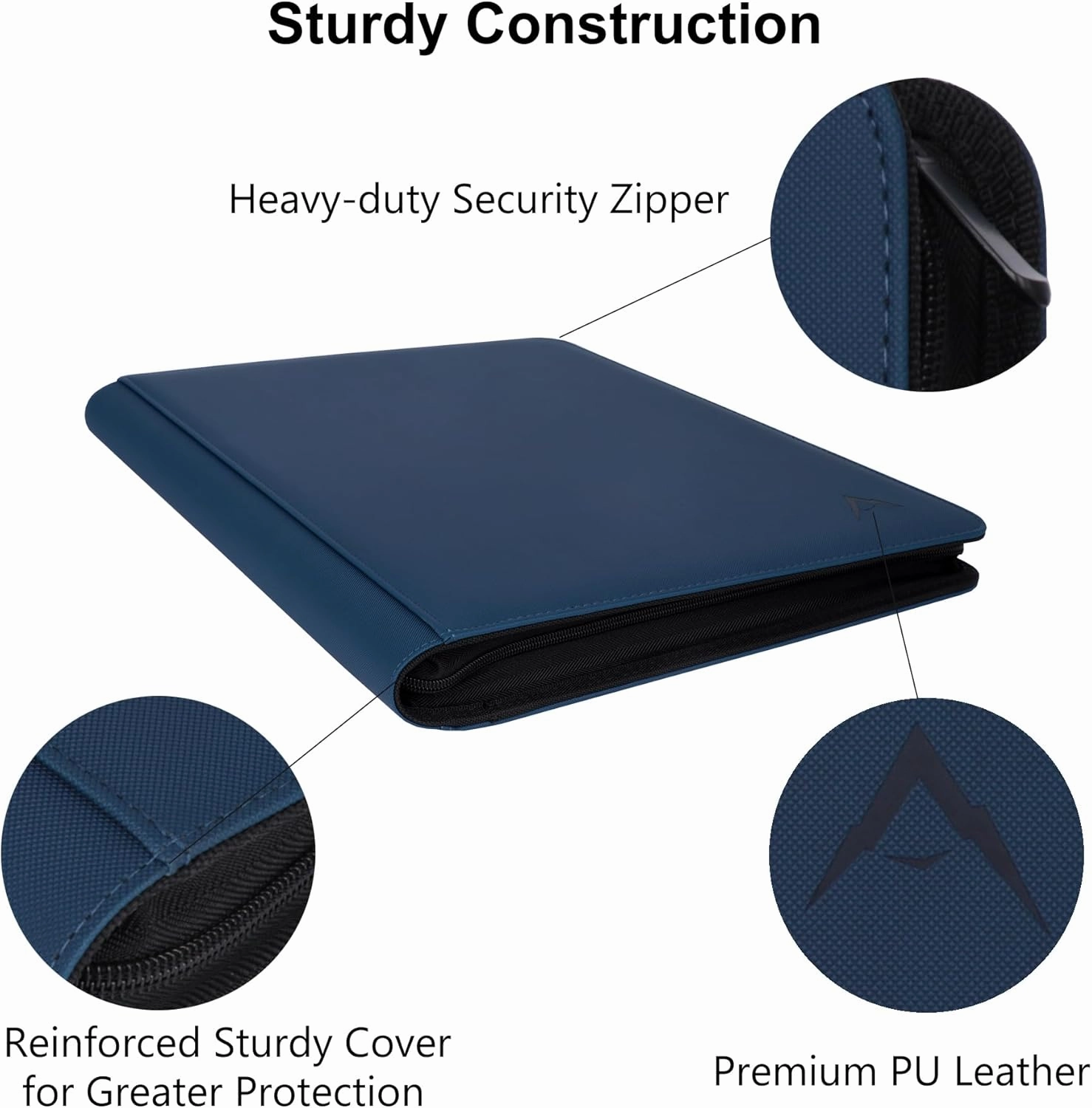 16 Pocket Card Binder, Fits 1344 Trading Cards Side Loading Ringless Card Album for TCG and Sports Cards -Blue