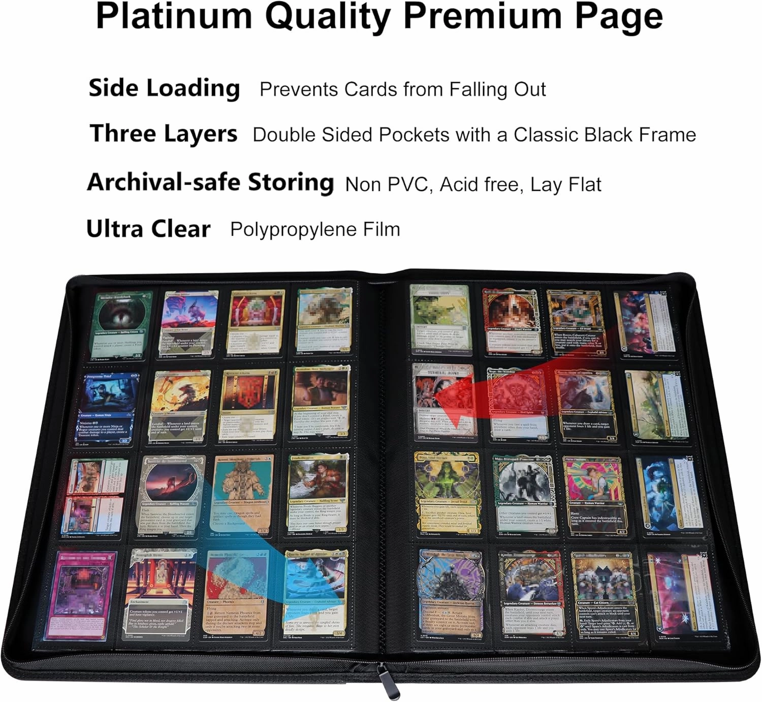 16 Pocket Card Binder, Fits 1344 Trading Cards Side Loading Ringless Card Album for TCG and Sports Cards -Blue