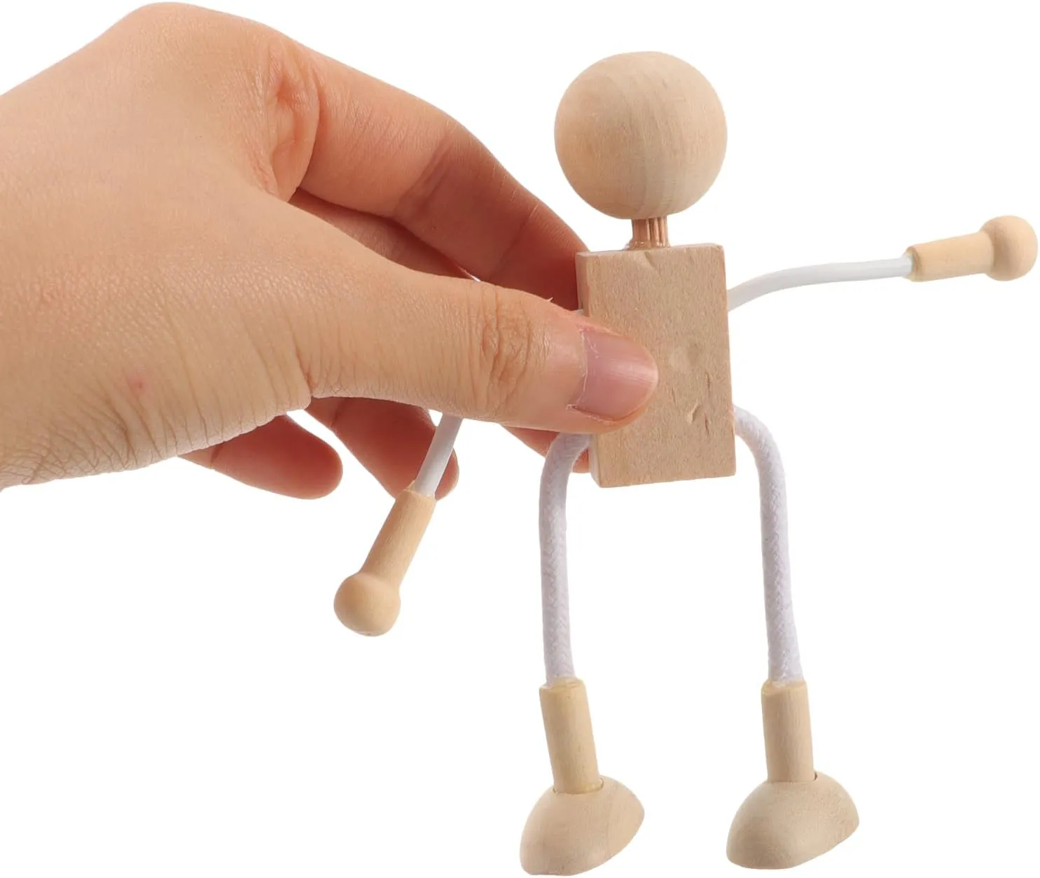 16pcs DIY Unfinished Dolls Wooden Robot Educational Craft Toys for Boy Girl Paintable Peg Dolls Present for Creativity and Fun