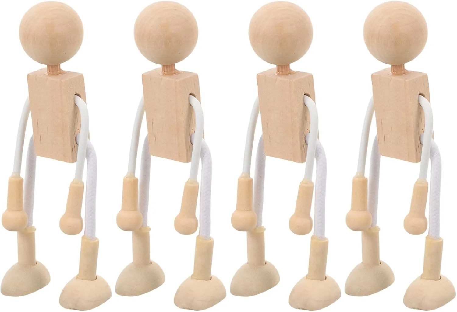 16pcs DIY Unfinished Dolls Wooden Robot Educational Craft Toys for Boy Girl Paintable Peg Dolls Present for Creativity and Fun