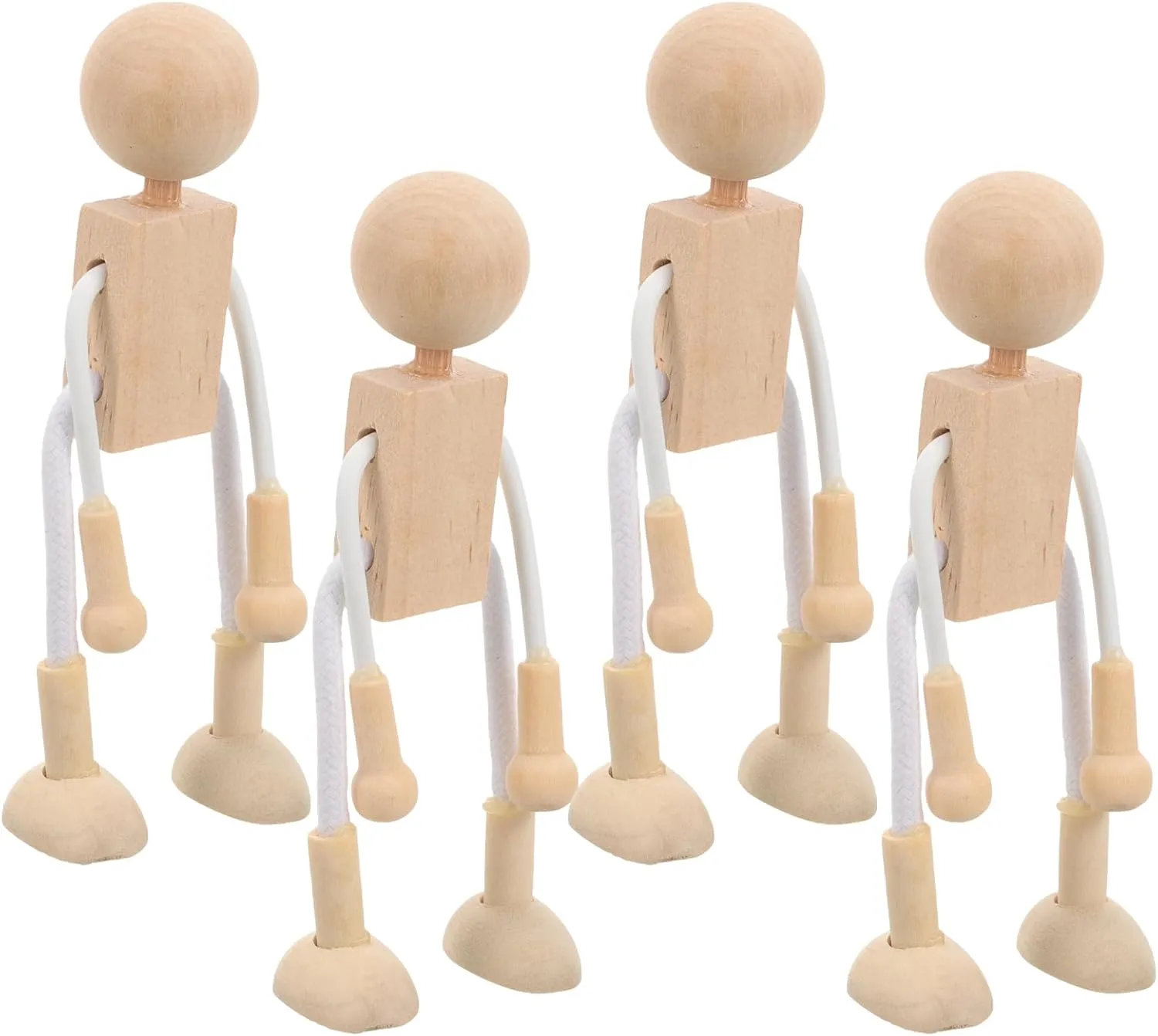 16pcs DIY Unfinished Dolls Wooden Robot Educational Craft Toys for Boy Girl Paintable Peg Dolls Present for Creativity and Fun