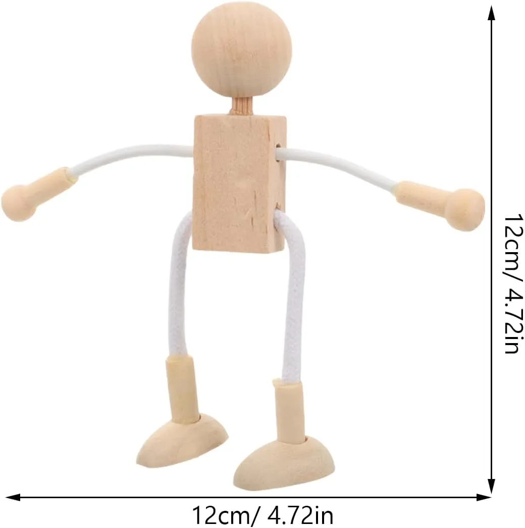 16pcs DIY Unfinished Dolls Wooden Robot Educational Craft Toys for Boy Girl Paintable Peg Dolls Present for Creativity and Fun