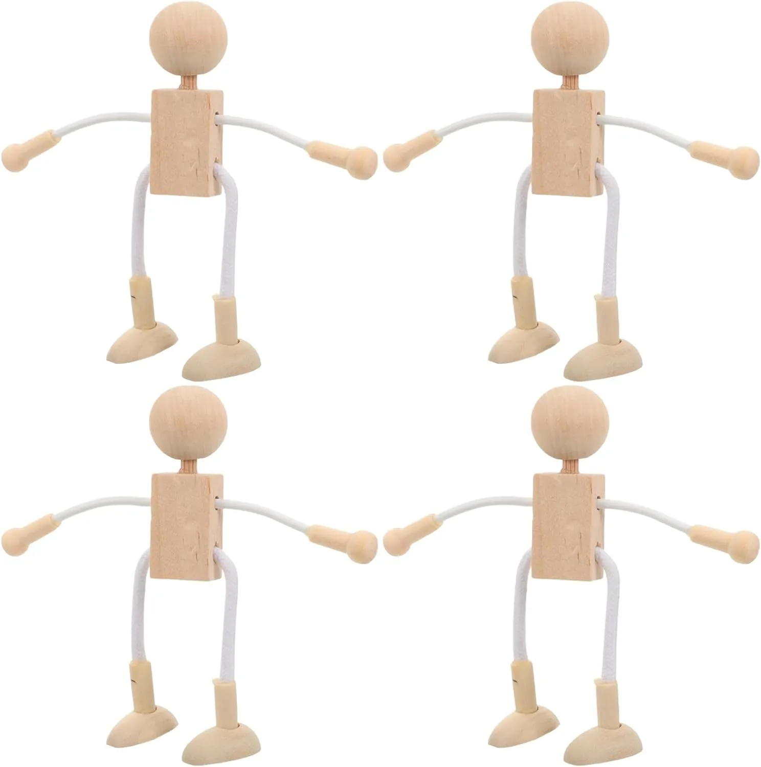 16pcs DIY Unfinished Dolls Wooden Robot Educational Craft Toys for Boy Girl Paintable Peg Dolls Present for Creativity and Fun