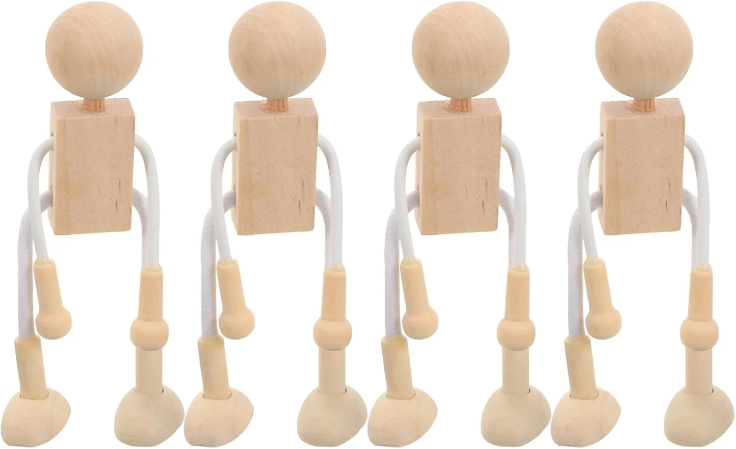 16pcs DIY Unfinished Dolls Wooden Robot Educational Craft Toys for Boy Girl Paintable Peg Dolls Present for Creativity and Fun
