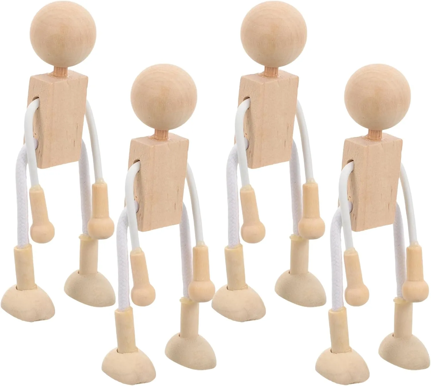 16pcs DIY Unfinished Dolls Wooden Robot Educational Craft Toys for Boy Girl Paintable Peg Dolls Present for Creativity and Fun