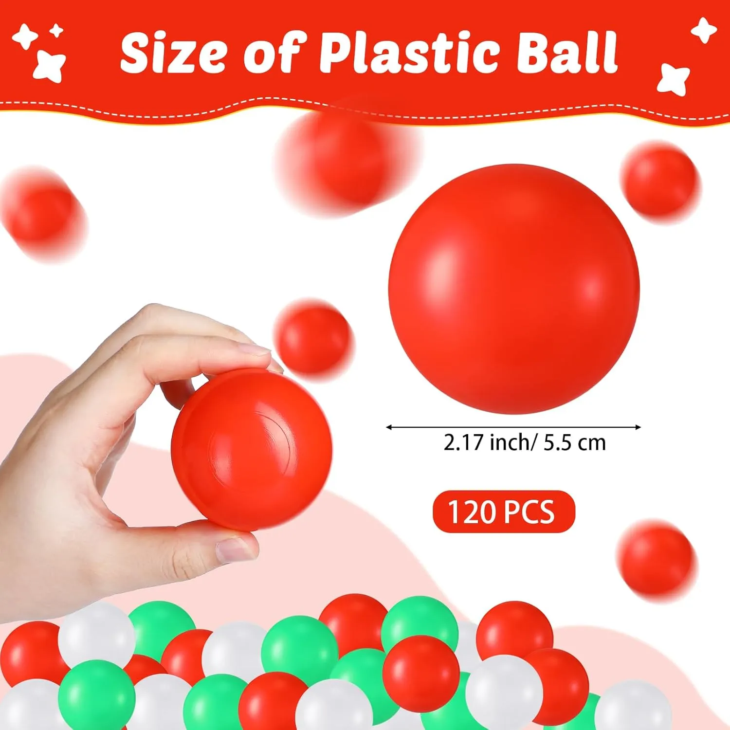 180 Pcs Plastic Play Balls Crush Proof Ocean Toy Balls for Independence Day Patriotic Party Play Tent Swimming Pool Decoration