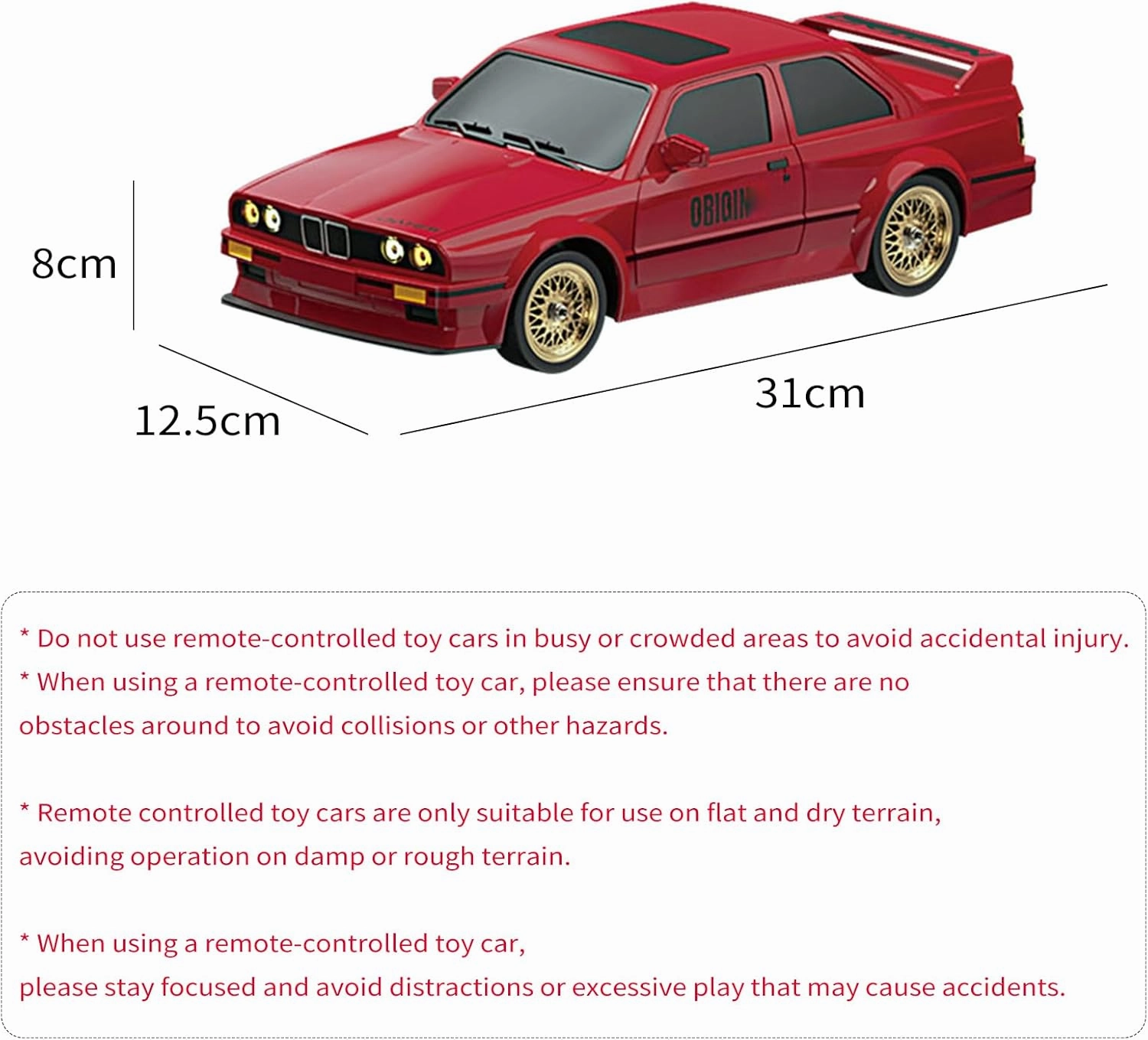 1:16 Scale RC Drift Car, 30KM/H 4WD 2.4GHz Remote Control Cars with LED Light, Racing and 4 Drifting Wheels, 2 Rechargeable Batteries, Perfect Toy Gift for Boys, Girls, Kids White