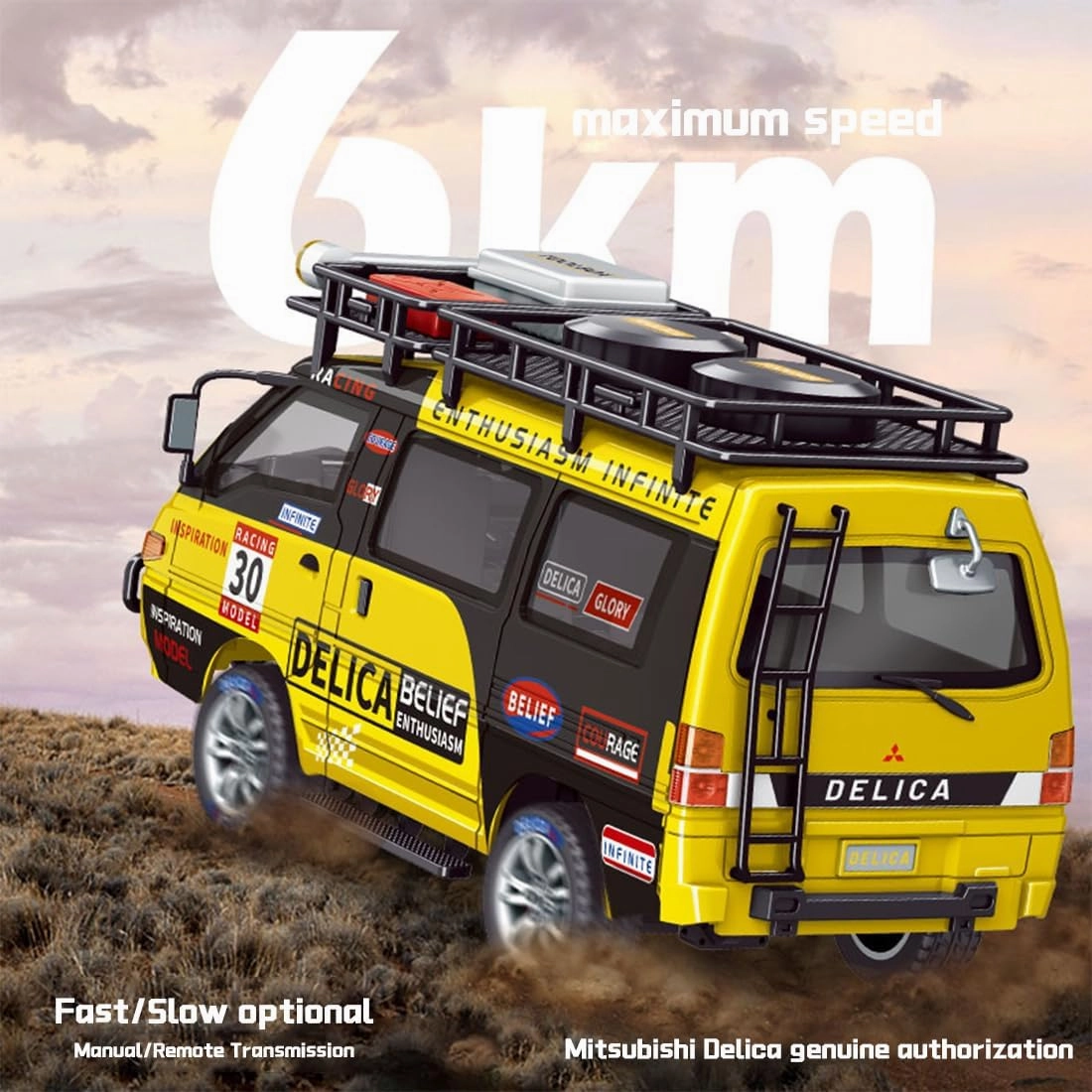 1/24 Scale Delica RC Car, 2.4G Four-Wheel Drive Off-Road Brushed RC Vehicle with Variable Speed, Wagon Toy Car Gift for Adult