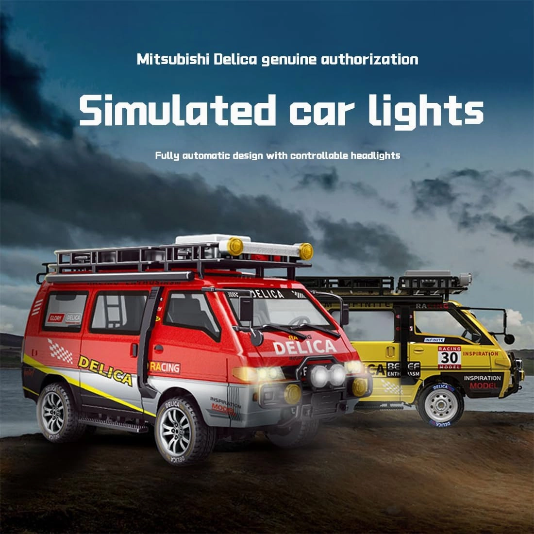 1/24 Scale Delica RC Car, 2.4G Four-Wheel Drive Off-Road Brushed RC Vehicle with Variable Speed, Wagon Toy Car Gift for Adult